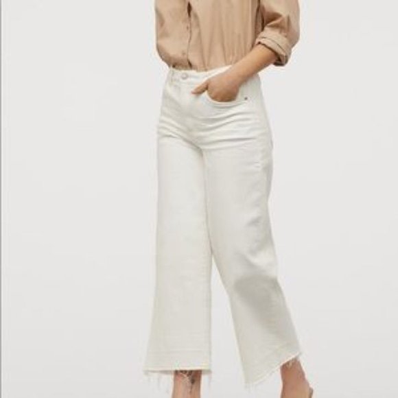 H&M High Waist White Jupe Culotte Size 2 - Picture 1 of 5